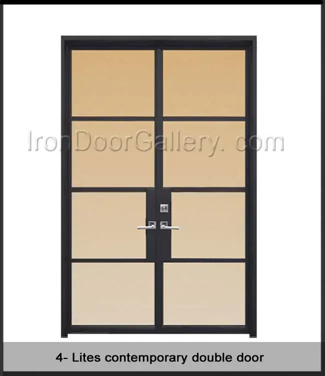 Contemporary slim design door with 4-lites