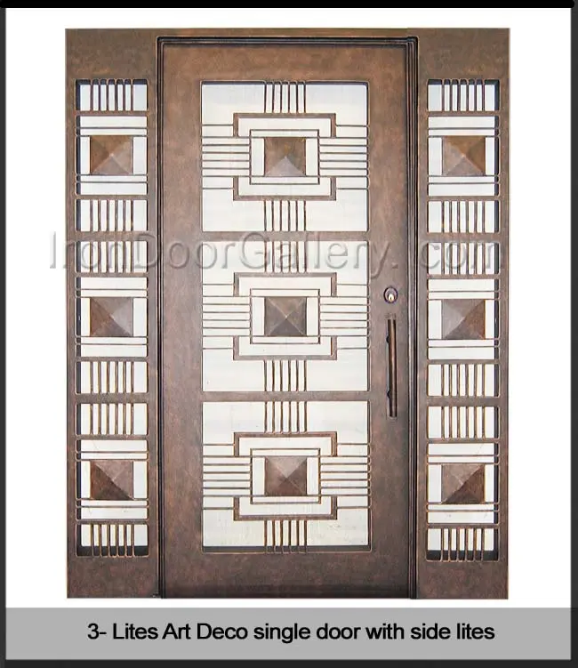 Art Deco single door with side-lites