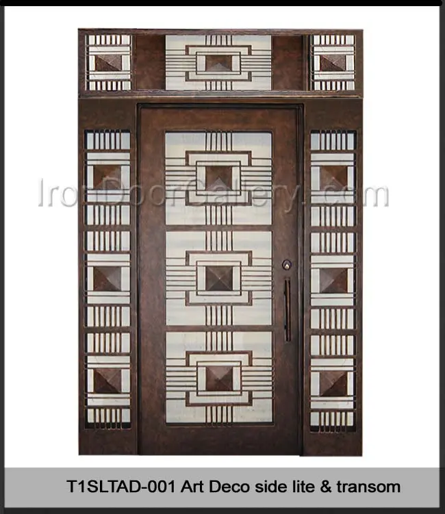 Art Deco single door with side-lite and transom